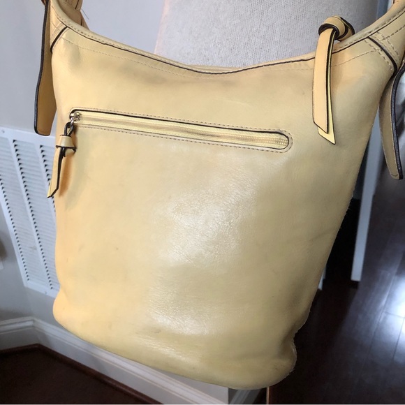 RARE VTG BUTTERCUP YELLOW COACH SHOULDER DUFFEL CONVERTIBLE LEATHER BUCK… - Picture 4 of 16